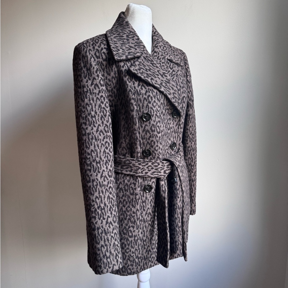 Calvin Klein Women’s Wool Blend Pea Coat Animal Print Size‎ 8